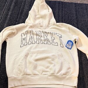Market Cream Hoodie with Embroidered Logo